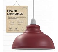 Retro Modern Metal Lamp Shades Ceiling Light Shades, Vintage Industrial 29cm Easy Fit Country Style Bulb Guard, Task Pendant Lighting Bedroom, Kitchen, Office (Free Reducer Plate) (Burgundy)
