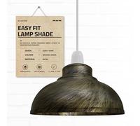 Retro Modern Metal Lamp Shades Ceiling Light Shades, Vintage Industrial 29cm Easy Fit Country Style Bulb Guard, Task Pendant Lighting Bedroom, Kitchen, Office (Free Reducer Plate) (Brushed Brass)