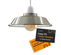 Retro Modern Metal Lamp Shades Ceiling Light Shades, Vintage Industrial Easy Fit Country Style Bulb Guard, Task Pendant Lighting Bedroom, Kitchen, Office (Satin Nickel 22cm)