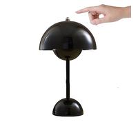 Retro Modern Mushroom Table Lamp - LED Touch Dimmable Rechargeable Black Aluminium & PVC Decorative Light for Bedroom Office Bars & Restaurants