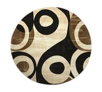 Retro Modern Round Area Rug Geometric Circle Pattern Rugs Black-brown Washable Soft Low Pile Non Slip Carpet for Living Room Bedroom Dining Room Apartment 120cm