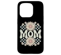 Retro Mom Daisy Flowers Checkered Aesthetic 70s Vibes Mother Case for iPhone 15 Pro
