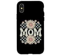 Retro Mom Daisy Flowers Checkered Aesthetic 70s Vibes Mother Case for iPhone X/XS