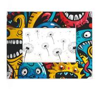Retro Monster Graffiti 5x7 Picture Frame, 5by7 Horizontal Photo Frame,Photos Frame 5x7 for Wall Hanging and Tabletop Display, Photo Picture Frame for Vertical or Horizontal Display
