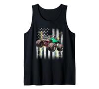 Retro Monster Trucks Car Vintage Truck USA American Flag Tank Top
