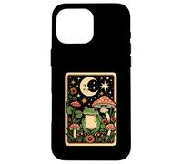 Retro Moon Frog Tarot Card Mushroom Aesthic Cottagecore Case for iPhone 16 Pro Max