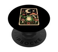 Retro Moon Frog Tarot Card Mushroom Aesthic Cottagecore PopSockets Adhesive PopGrip