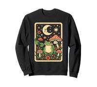 Retro Moon Frog Tarot Card Mushroom Aesthic Cottagecore Sweatshirt