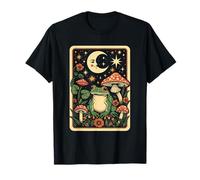 Retro Moon Frog Tarot Card Mushroom Aesthic Cottagecore T-Shirt