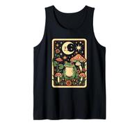 Retro Moon Frog Tarot Card Mushroom Aesthic Cottagecore Tank Top