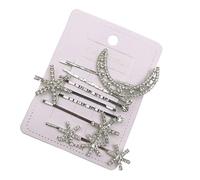 Retro Moon Star Hair Clip 7pcs Set Alloy Silver Ladies