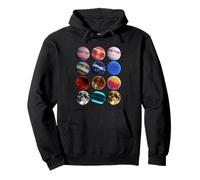Retro Moons And Planets Color Pop Halftone Space Art Pullover Hoodie