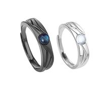 Retro Moonstone Couple Ring,Minimalist and Creative Trendy Alloy Pair Ring,Angel and Demon Black and White Rings