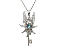 Retro Moonstone Gemstone Angel Wings Pendant Necklace
