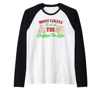 Retro Most Likely to Eat All The Christmas Tree Cakes Debbie Raglan Baseball Tee