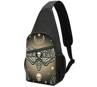 Retro Moth Dead Head, Mystical Circle, Skull, Moon, Stars Occultism Adjustable Fanny Waist Pack Pouch, Crossbody Durable Runners Bag Wallet for Sports Cycling Gym Hiking Fitness Women Men