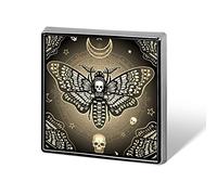 Retro Moth Dead Head, Mystical Circle, Skull, Moon, Stars Occultism Square Badge Smooth Surface Lapel Tie Pin, Lightweight Badge for Women Men Office Worker Nurse Teacher Student Shirts Backpack