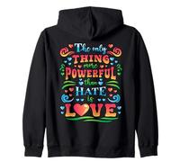 Retro Motivational Quote More Powerful than Hate is Love Zip Hoodie