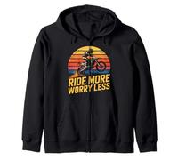 Retro Motocross Ride More Worry Less Sunset Zip Hoodie