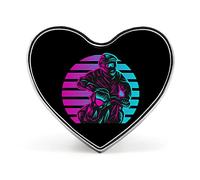Retro Motocross Sunset Printed Heart Badge Brooch Pins Funny Lapel Tie Pin Button Decoration for Men Women