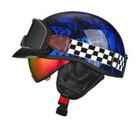 Retro Motorbike Crash Half Helmet DOTECE Approved Open Face Motorcycle Helmet with UV Goggles Vintage Style Jet Helmets for Adults Men Women Comfortable and Breathable N,XL:61-62CM