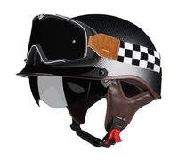Retro Motorbike Crash Half Helmet with Sun Visor Approved ECEDOT Motorcycle Helmet Vintage Style Open Face Jet Helmet for Motorcycles Scooters Moped Cruise for Men Women E,L:59-60CM