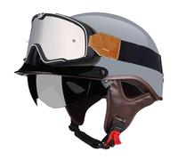 Retro Motorbike Crash Half Helmet with Sun Visor Approved ECEDOT Motorcycle Helmet Vintage Style Open Face Jet Helmet for Motorcycles Scooters Moped Cruise for Men Women G,XXL:63-64CM