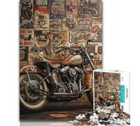 Retro Motorcycle 1000 Piece Jigsaw Puzzles for Adults,Challenging To Complete But Fun And Humorous Unique Home Decor And Gifts (38x26cm)
