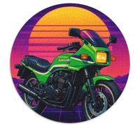 Retro Motorcycle 1000 Pieces Jigsaws Stress Reliever Difficult Challenge for Adults & Kids Unique Challenge Games Creative Round Jigsaw Puzzles Family Game Gifts (67.5x67.5cm)