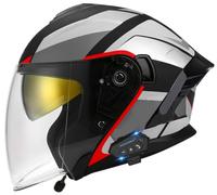 Retro motorcycle 3/4 helmets, Men Motorcycle Open Face Helmets Motorcycle Helmets with Bluetooth Moped Helmet with Double Visor Motocross helmet Unisex, for Cruiser Scooter 2,XL=61-62cm