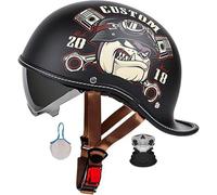 Retro Motorcycle Half Helmet, Baseball Cap Open Face Motorbike Helmet, DOT/ECE Certification Adult Men Women Helmet, with Quick Release Buckle, for Bicycle Cruiser Scooter 10,XL