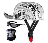 Retro Motorcycle Half Helmet Baseball Cap Style,ECE Certified Lightweight ABS Shell,with Anti-Scratch Goggles and Face Shield,Unisex for Urban Commuter,Street Cruiser and Moped