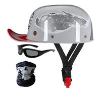 Retro Motorcycle Half Helmet Baseball Cap Style,ECE Certified Lightweight ABS Shell,with Anti-Scratch Goggles and Face Shield,Unisex for Urban Commuter,Street Cruiser and Moped
