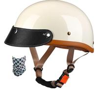 Retro Motorcycle Half Helmet, Bike Cruiser Chopper Moped Scooter Helmet, DOT/ECE Approved Vintage Motorbike Open-Face Helmet for Adult Men and Women 5,M
