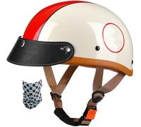 Retro Motorcycle Half Helmet, Bike Cruiser Chopper Moped Scooter Helmet, DOT/ECE Approved Vintage Motorbike Open-Face Helmet for Adult Men and Women 2,M