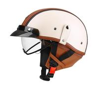 Retro Motorcycle Half Helmet for Men Women Leather PU with Brim Sun Visor Scooter Electric Vehicle Fashion Helmets Quick release Buckle. M/57-58cm