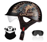 Retro Motorcycle Half Helmet, German Style Open Face Helmet with Adjustable Quick Release Buckle, ECE Approved Adult Men Women Motorbike Helmets, for Bicycle Cruiser Scooter(K3,XXL/63-64cm)