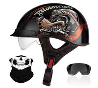 Retro Motorcycle Half Helmet, German Style Open Face Helmet with Adjustable Quick Release Buckle, ECE Approved Adult Men Women Motorbike Helmets, for Bicycle Cruiser Scooter(K1,M/57-58cm)