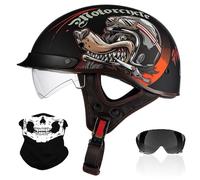 Retro Motorcycle Half Helmet, German Style Open Face Helmet with Adjustable Quick Release Buckle, ECE Approved Adult Men Women Motorbike Helmets, for Bicycle Cruiser Scooter(K9,L/59-60cm)