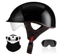 Retro Motorcycle Half Helmet, German Style Open Face Helmet with Adjustable Quick Release Buckle, ECE Approved Adult Men Women Motorbike Helmets, for Bicycle Cruiser Scooter(K15,M/57-58cm)