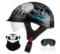Retro Motorcycle Half Helmet, German Style Open Face Helmet with Adjustable Quick Release Buckle, ECE Approved Adult Men Women Motorbike Helmets, for Bicycle Cruiser Scooter(K12,M/57-58cm)