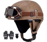Retro Motorcycle Half Helmet, Lightweight ABS Shell Helmet with Retractable