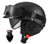 Retro motorcycle half helmet portable jet helmet ECE certified safety summer half helmet with goggles for men and women K,2XL61-62CM