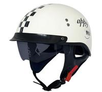 Retro Motorcycle Half Helmet Portable Motorbike Helmets with Visor Vintage Open Face Scooter Helmets ECEDOT Approved Quick-Release Buckle for Adult Men Women Four Seasons Q,M:57-58CM