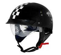 Retro Motorcycle Half Helmet Portable Motorbike Helmets with Visor Vintage Open Face Scooter Helmets ECEDOT Approved Quick-Release Buckle for Adult Men Women Four Seasons R,M:57-58CM