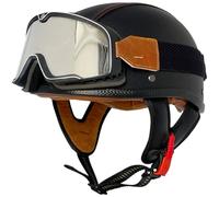 Retro Motorcycle Half Helmet, Skull Cap Helmets for Men Women German Style Half Face Helmets DOT Approved, Motorcycle Open Face Helmet with Goggles for Cruiser Moped Scooter 13,M=56-58cm