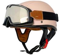 Retro Motorcycle Half Helmet, Skull Cap Helmets for Men Women German Style Half Face Helmets DOT Approved, Motorcycle Open Face Helmet with Goggles for Cruiser Moped Scooter 9,XL=61-62cm