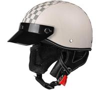 Retro Motorcycle Half Helmets with PU Leather Strap Brim Scooter Helmet for Commuting Adventure Off road Cruising All Seasons Unisex M/57-58cm