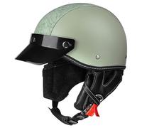Retro Motorcycle Half Helmets with PU Leather Strap Brim Scooter Helmet for Commuting Adventure Off road Cruising All Seasons Unisex S/55-56cm