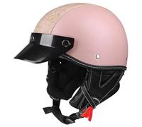 Retro Motorcycle Half Helmets with PU Leather Strap Brim Scooter Helmet for Commuting Adventure Off road Cruising All Seasons Unisex XL/61-62cm